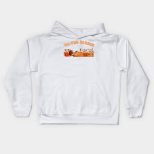 Tis The Season Latte Pumpkin Spice Leaf Football Fall Thanksgiving Kids Hoodie